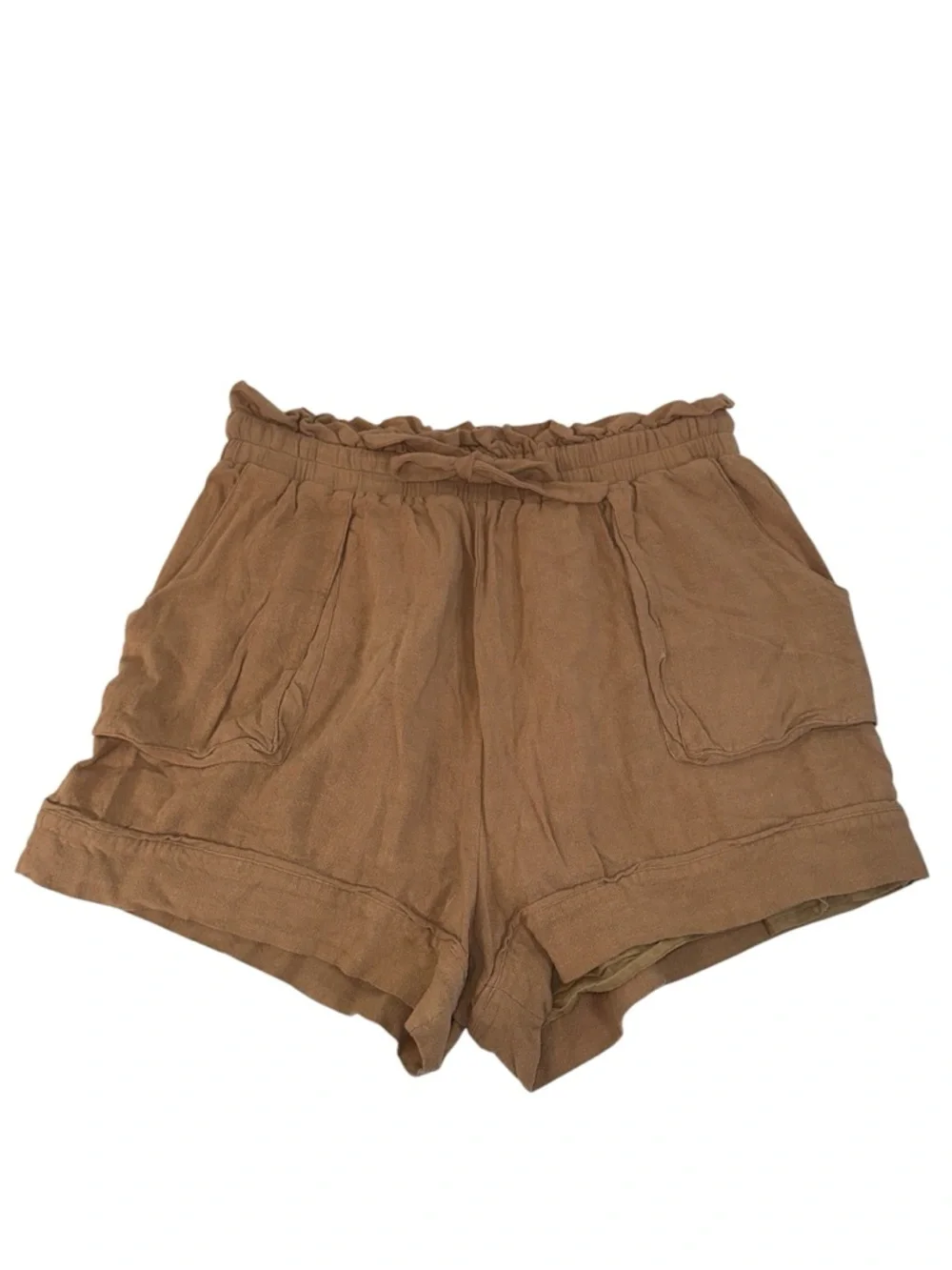 Lost + Wonder Paperbag Waist Shorts Size 1X Brown Linen Blend High Rise Boho